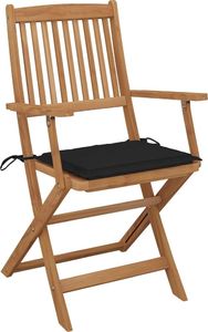 vidaXL Składane krzesła ogrodowe z poduszkami, 8 szt., drewno akacjowe 2