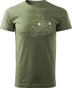 Topslang Koszulka z samochodem UAZ 469 452 auto PRL 4x4 męska khaki REGULAR M 1