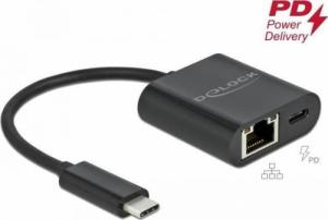 Karta sieciowa Delock DeLOCK USB-C adapter> Gigabit LAN + PW black - LAN 10/100/1000 Mbps with Power Delivery 1