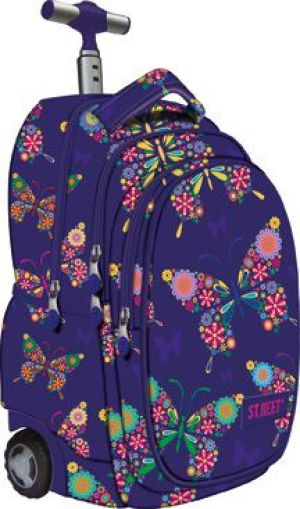 Plecak na kółkach fioletowy w kwiaty Street Butterfly 1