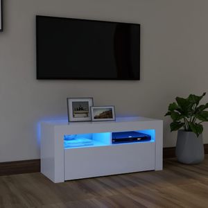 vidaXL Szafka pod TV z oświetleniem LED, biała, 90x35x40 cm 1