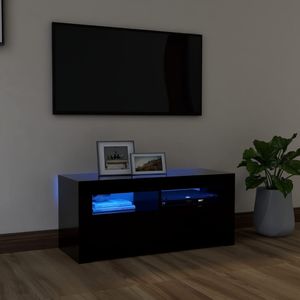 vidaXL Szafka pod TV z oświetleniem LED, czarna, 90x35x40 cm 1