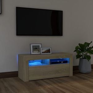 vidaXL Szafka TV z oświetleniem LED, dąb sonoma, 90x35x40 cm 1