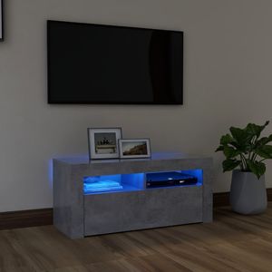 vidaXL Szafka TV z oświetleniem LED, szarość betonu, 90x35x40 cm 1