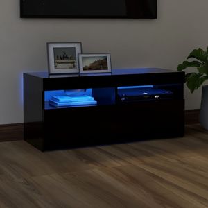 vidaXL Szafka pod TV z oświetleniem LED, czarna, 90x35x40 cm 1