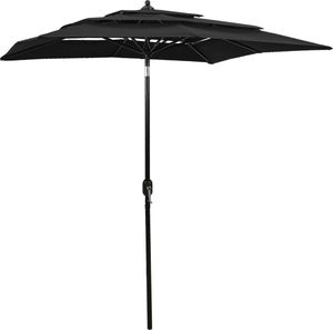 vidaXL 3-poziomowy parasol na aluminiowym słupku, czarny, 200x200 cm 1