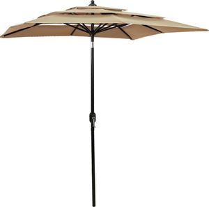 vidaXL 3-poziomowy parasol na aluminiowym słupku, kolor taupe, 200x200 cm 1