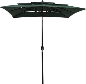 vidaXL 3-poziomowy parasol na aluminiowym słupku, zielony, 200x200 cm 2