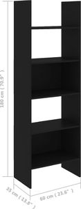 vidaXL Regał na książki, czarny, 60x35x180 cm, płyta wiórowa 7