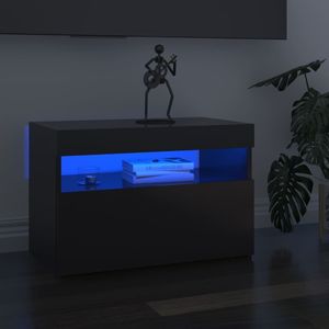 vidaXL Szafka TV z oświetleniem LED, wysoki połysk, szara, 60x35x40 cm 1