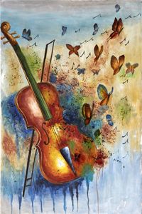 Witek Home Obraz 100x150 cm Violin's Butterflies 1