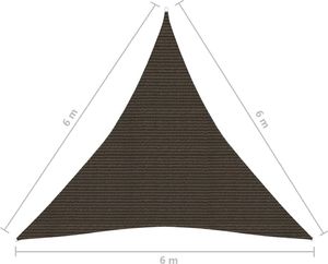 vidaXL Żagiel przeciwsłoneczny, 160 g/m, brązowy, 6x6x6 m, HDPE 6