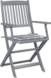 vidaXL Składane krzesła ogrodowe, 6 szt., z poduszkami, akacjowe 8