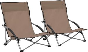 vidaXL Składane krzesła plażowe, 2 szt., kolor taupe, obite tkaniną 1