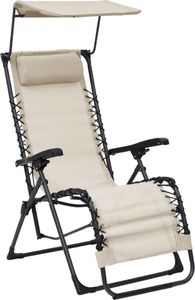 vidaXL Składane krzesło tarasowe, kremowe, tworzywo textilene 1