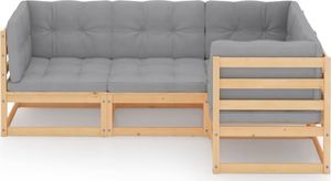 vidaXL 4-cz. zestaw wypoczynkowy do ogrodu, z poduszkami, lita sosna 2