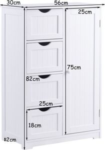 Costway Szafka komoda z 4 szufladami 4