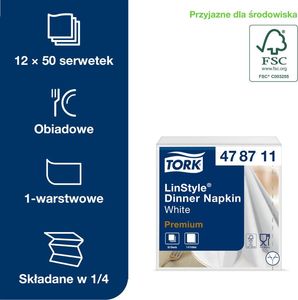 Tork Tork LinStyle - Serwetki obiadowe, premium - Białe 5