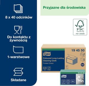 Tork Tork - Wielorazowe ściereczki włókninowe, 1-warstwowe, premium - Zielone 4