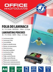 Office Products Folia do laminowania OFFICE PRODUCTS, A6, 2x125mikr., błyszcząca, 100szt., transparentna 1