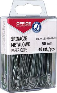 Office Products Spinacze metalowe OFFICE PRODUCTS, gładkie, 50mm, w pudełku, 40szt., srebrne 1