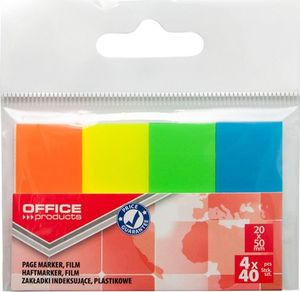 Office Products Zakładki indeksujące OFFICE PRODUCTS, PP, 20x50mm, 4x40 kart., zawieszka, mix kolorów neon 1