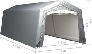 vidaXL Namiot magazynowy, 300 x 750 cm, stal, szary 6