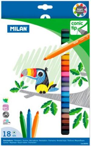 Milan Flamastry stożkowa końcówka 18 kolorów 1