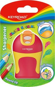 Keyroad Temperówka KEYROAD Soft Touch, plastikowa, podwójna, ostrzenie zaokrąglone, blister, mix kolorów 1