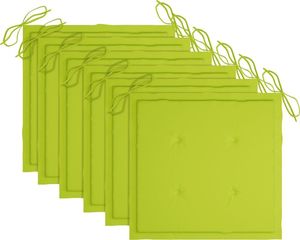 vidaXL Krzesła ogrodowe, jasnozielone poduszki, 6 szt., drewno tekowe 6