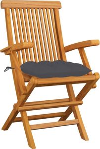 vidaXL Krzesła ogrodowe, antracytowe poduszki, 3 szt., drewno tekowe 2