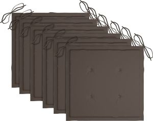 vidaXL Krzesła ogrodowe, poduszki taupe, 6 szt., drewno tekowe 6