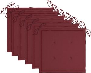 vidaXL Krzesła ogrodowe, czerwone poduszki, 6 szt., drewno tekowe 6