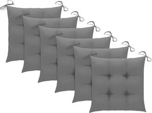 vidaXL Krzesła ogrodowe, szare poduszki, 6 szt., drewno tekowe 7