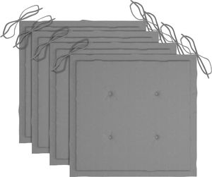 vidaXL Krzesła ogrodowe, szare poduszki, 3 szt., lite drewno tekowe 6