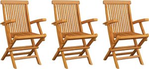 vidaXL vidaXL, Krzesła ogrodowe, 3 szt., lite drewno tekowe 1