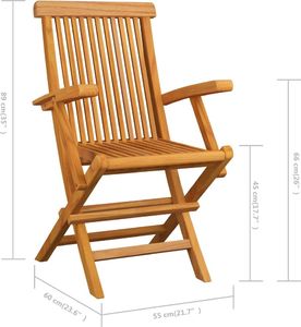 vidaXL vidaXL, Krzesła ogrodowe, 3 szt., lite drewno tekowe 5