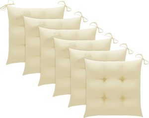 vidaXL Krzesła ogrodowe, kremowe poduszki, 6 szt., drewno tekowe 7