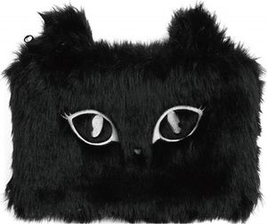 Piórnik Piórnik-saszetka MEMORIS Fluffy Cat, włochata, na suwak, czarna 1