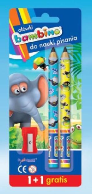 St. Majewski Ołówki do nauki pisania Bambino 1+1 + temperówka (5903235001918) 2