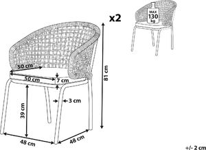Shumee Zestaw 2 krzeseł ogrodowych szary PALMI 9