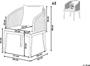 Shumee Zestaw 2 krzeseł ogrodowych szary LIPARI 9