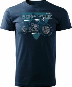 Topslang Koszulka motocyklowa na motor z motocyklem Triumph Bonneville męska granatowa REGULAR XL 1