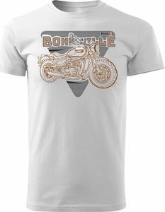 Topslang Koszulka motocyklowa na motor z motocyklem Triumph Bonneville męska biała REGULAR XL 1