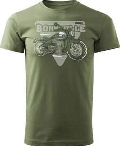Topslang Koszulka motocyklowa na motor z motocyklem Triumph Bonneville męska khaki REGULAR S 1