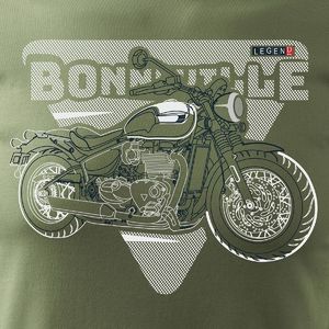 Topslang Koszulka motocyklowa na motor z motocyklem Triumph Bonneville męska khaki REGULAR S 2