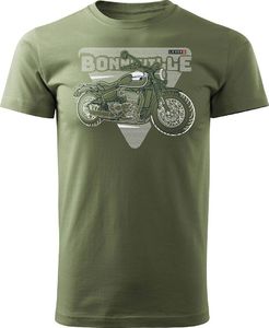 Topslang Koszulka motocyklowa na motor z motocyklem Triumph Bonneville męska khaki REGULAR XL 1