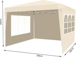 Malatec Pawilon ogrodowy składany 3 ścianki 3x3m beż P1289 12