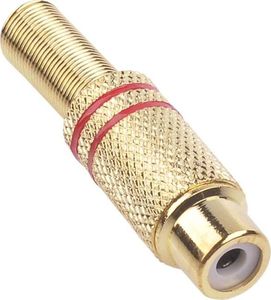 Gniazdo RCA złote 2 paski na kabel czerwone | B1-4- 1SZT. 1