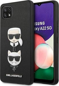 Karl Lagerfeld Etui Karl Lagerfeld KLHCSA22SAKICKCBK Samsung Galaxy A22 5G czarny/black hardcase Saffiano Ikonik Karl&Choupette Head 1